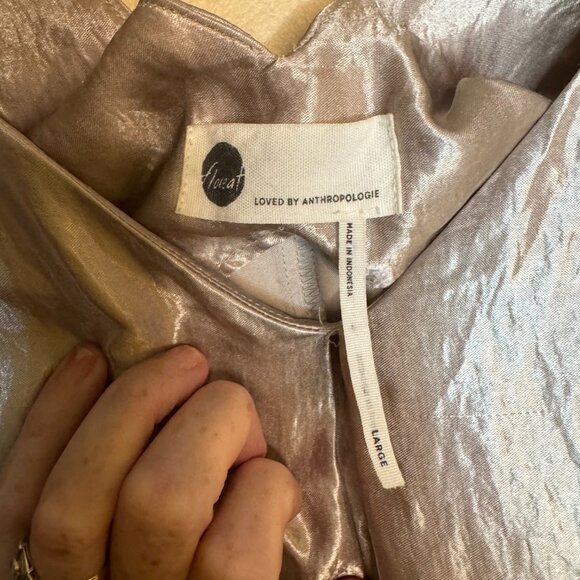 Floreat Loved By Anthropologie Women Metallic Silver Asymmetrical Dress - Picture 6 of 7